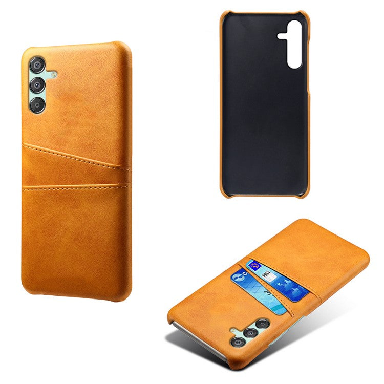 For Samsung Galaxy F15 5G / M15 5G Case PU Leather Hard PC Shockproof Shell with 2 Card Slots - Orange