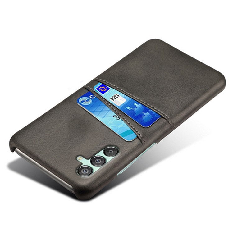 For Samsung Galaxy F15 5G / M15 5G Case PU Leather Hard PC Shockproof Shell with 2 Card Slots - Black