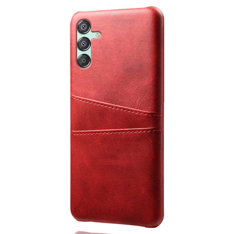 For Samsung Galaxy F15 5G / M15 5G Case PU Leather Hard PC Shockproof Shell with 2 Card Slots - Red