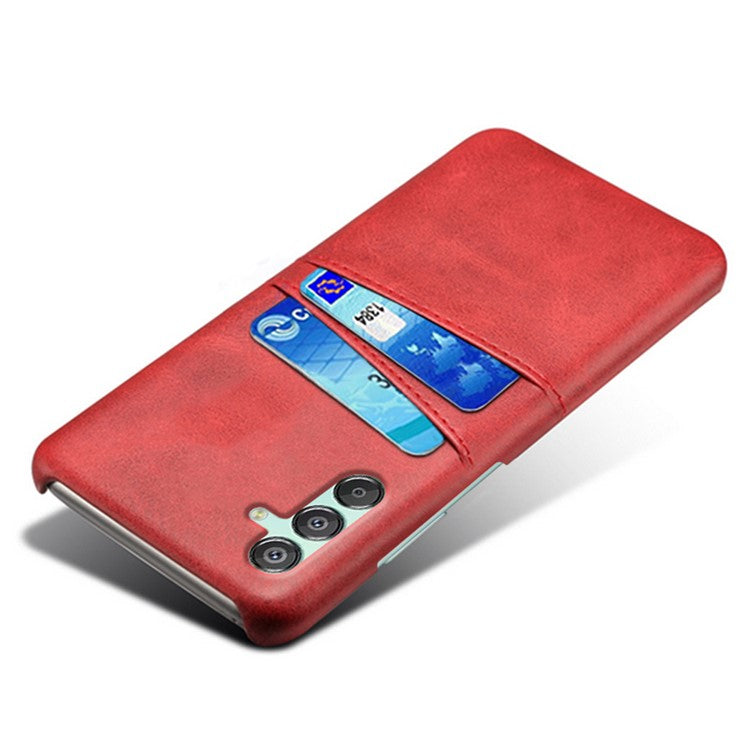 For Samsung Galaxy F15 5G / M15 5G Case PU Leather Hard PC Shockproof Shell with 2 Card Slots - Red