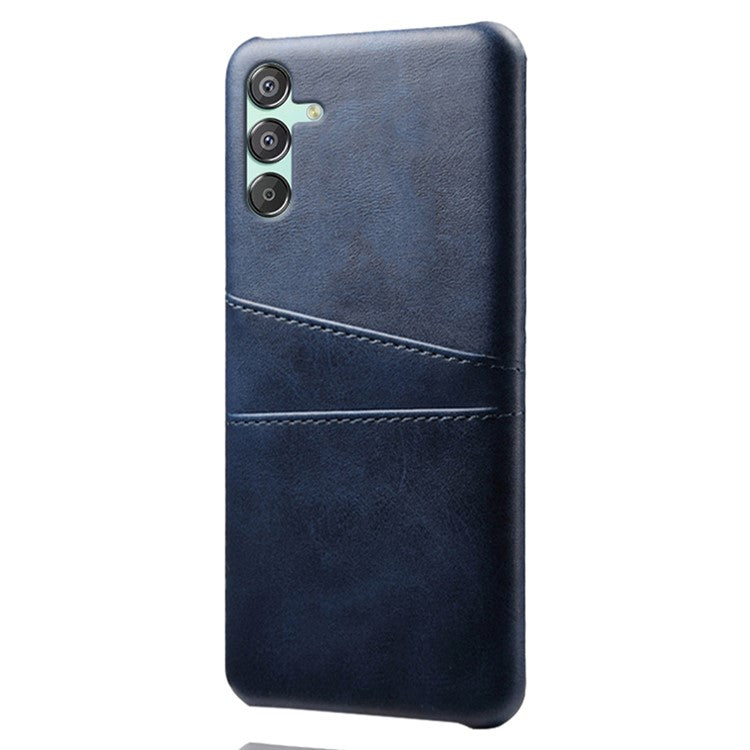For Samsung Galaxy F15 5G / M15 5G Case PU Leather Hard PC Shockproof Shell with 2 Card Slots - Blue