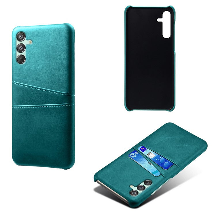 For Samsung Galaxy F15 5G / M15 5G Case PU Leather Hard PC Shockproof Shell with 2 Card Slots - Green