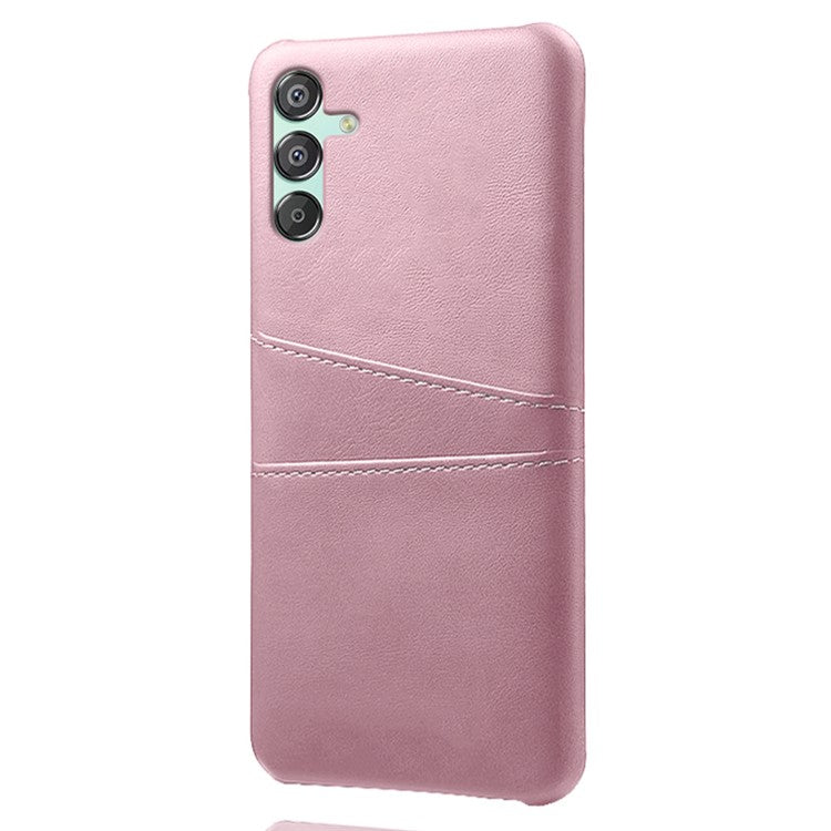 For Samsung Galaxy F15 5G / M15 5G Case PU Leather Hard PC Shockproof Shell with 2 Card Slots - Rose Gold