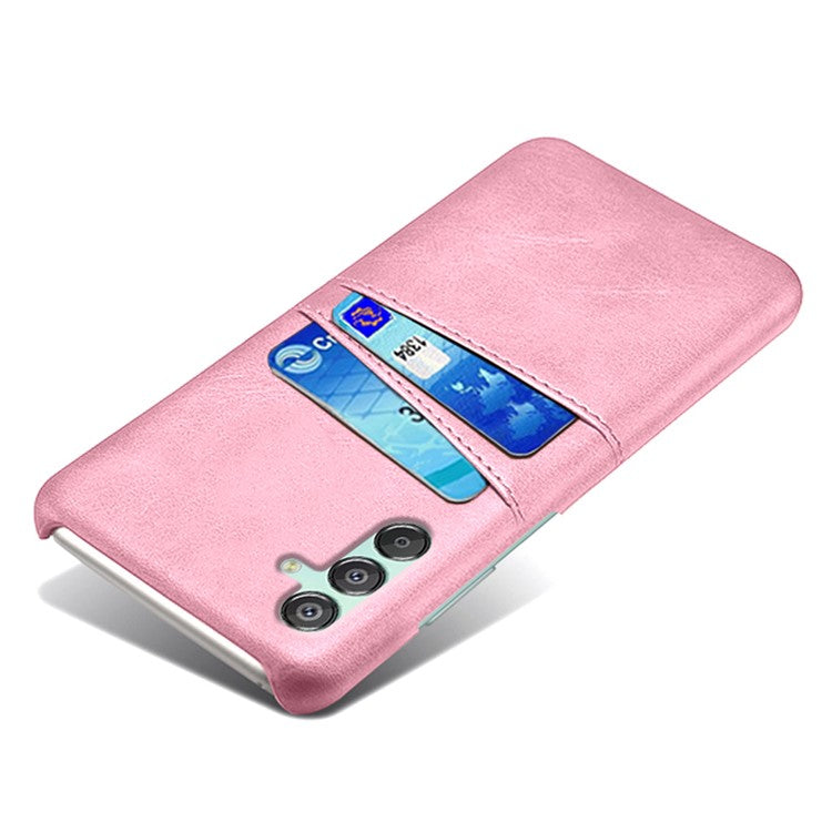For Samsung Galaxy F15 5G / M15 5G Case PU Leather Hard PC Shockproof Shell with 2 Card Slots - Rose Gold