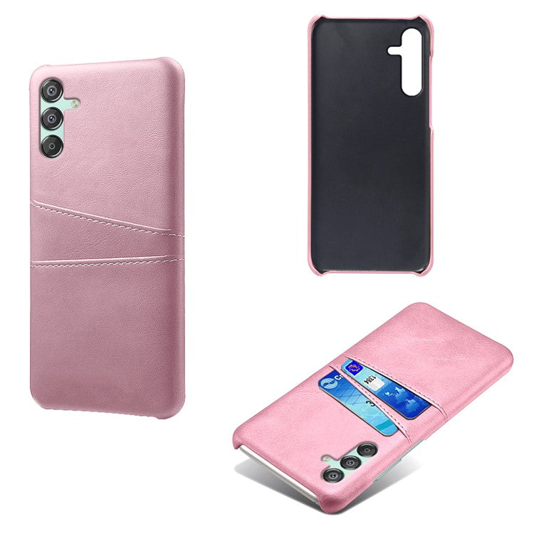 For Samsung Galaxy F15 5G / M15 5G Case PU Leather Hard PC Shockproof Shell with 2 Card Slots - Rose Gold