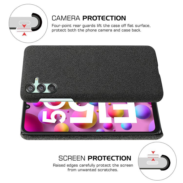 For Samsung Galaxy F15 5G / M15 5G Case Cloth+PC Anti-scratch Phone Cover - Black