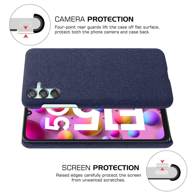 For Samsung Galaxy F15 5G / M15 5G Case Cloth+PC Anti-scratch Phone Cover - Blue