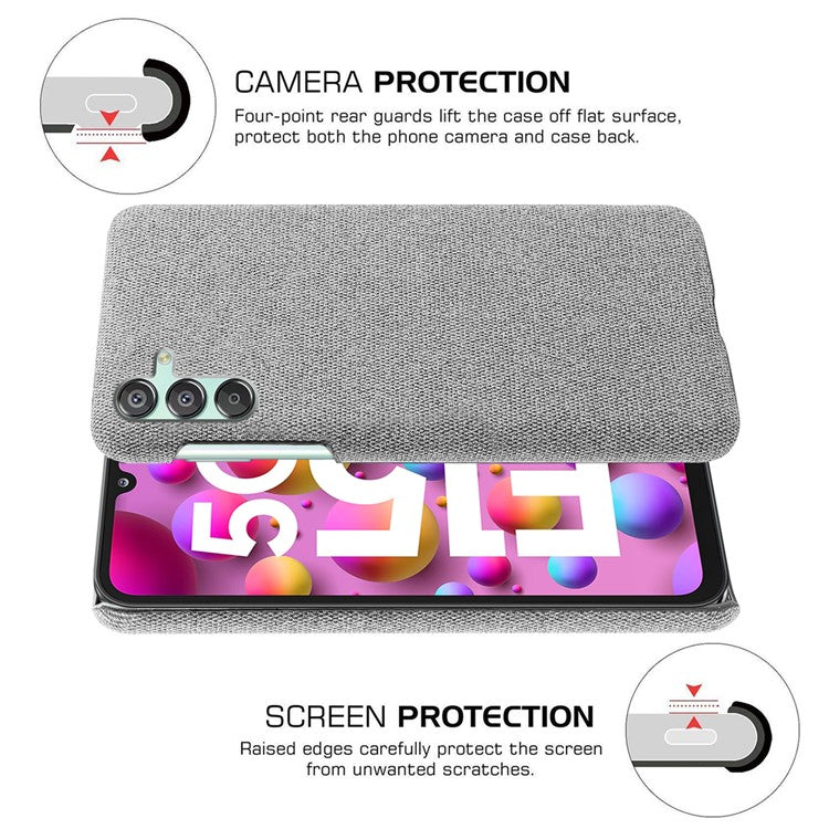 For Samsung Galaxy F15 5G / M15 5G Case Cloth+PC Anti-scratch Phone Cover - Light Grey