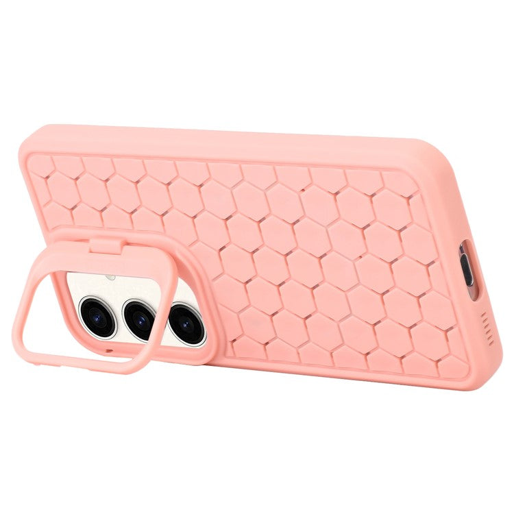 For Samsung Galaxy S23 FE Case Breathable Cooling TPU Phone Cover with Lens Kickstand - Pink
