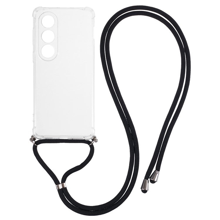 For OnePlus Ace 3V 5G Clear Phone Case Drop-proof Corner TPU Back Cover with Lanyard