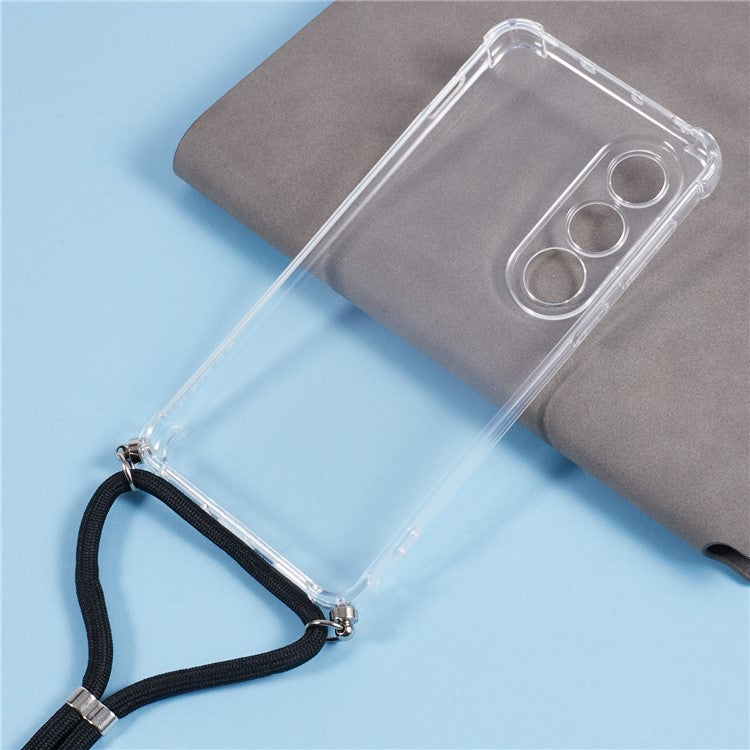 For OnePlus Ace 3V 5G Clear Phone Case Drop-proof Corner TPU Back Cover with Lanyard