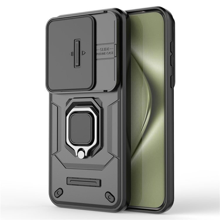 For Huawei Pura 70 Ultra Case Kickstand Shockproof Rugged PC+TPU Phone Cover Camera Protection - Black