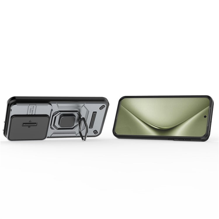 For Huawei Pura 70 Ultra Case Kickstand Shockproof Rugged PC+TPU Phone Cover Camera Protection - Grey