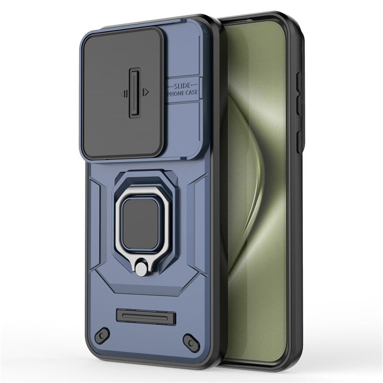 For Huawei Pura 70 Ultra Case Kickstand Shockproof Rugged PC+TPU Phone Cover Camera Protection - Blue