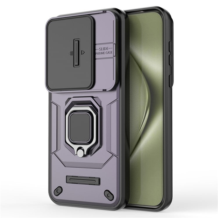 For Huawei Pura 70 Ultra Case Kickstand Shockproof Rugged PC+TPU Phone Cover Camera Protection - Purple