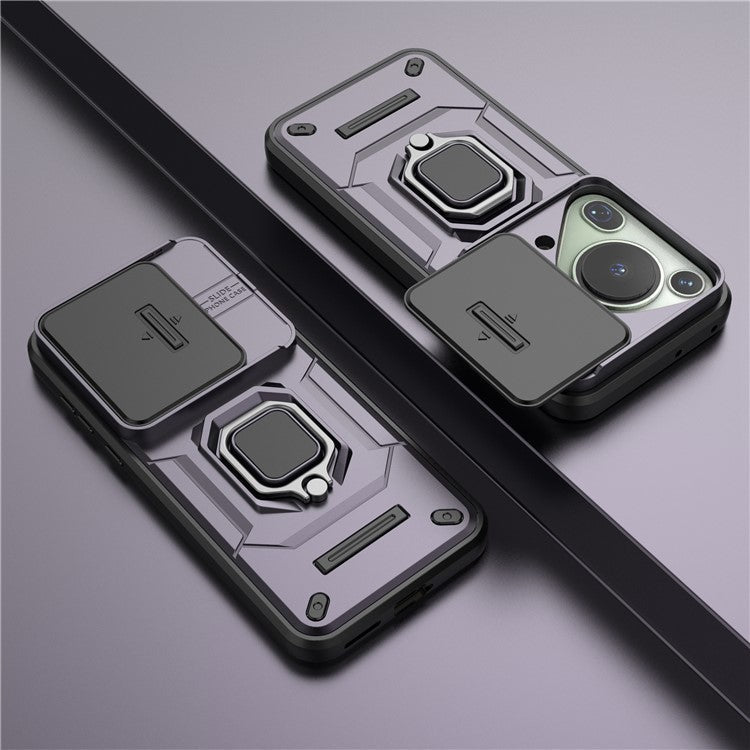 For Huawei Pura 70 Ultra Case Kickstand Shockproof Rugged PC+TPU Phone Cover Camera Protection - Purple