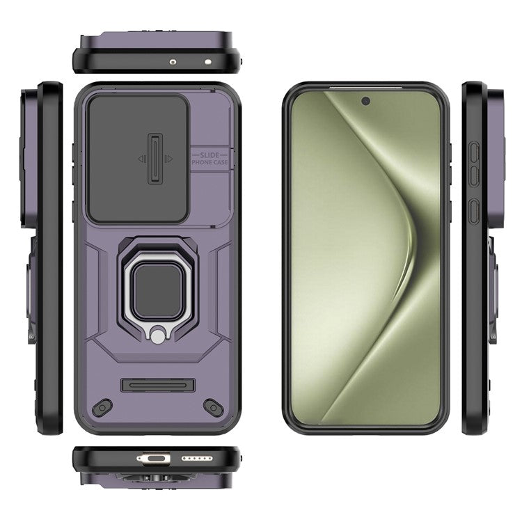 For Huawei Pura 70 Ultra Case Kickstand Shockproof Rugged PC+TPU Phone Cover Camera Protection - Purple