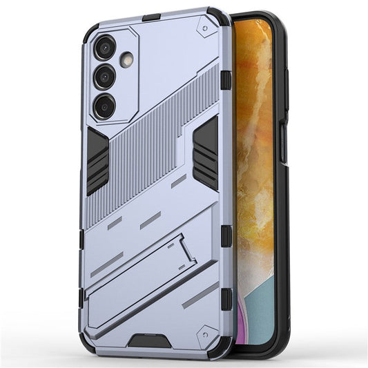 For Samsung Galaxy M15 5G Case Kickstand Anti-Scratch PC+TPU Armour Phone Cover - Grey