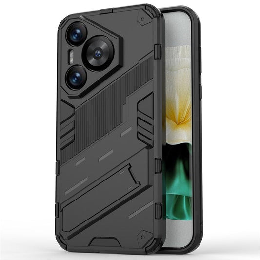 For Huawei Pura 70 Kickstand Case PC+TPU Dual Layer Protection Phone Cover - Black