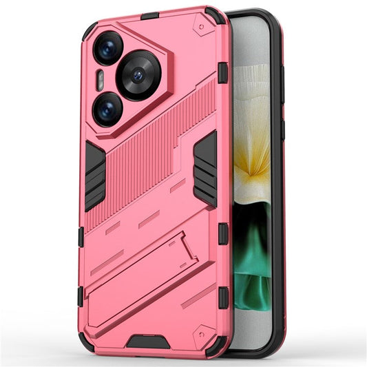 For Huawei Pura 70 Kickstand Case PC+TPU Dual Layer Protection Phone Cover - Rose