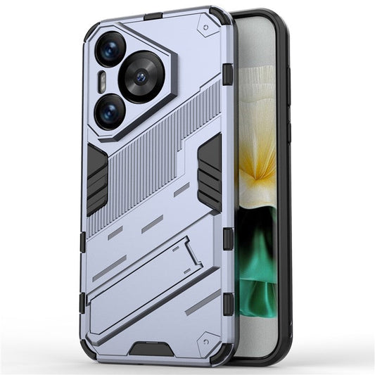 For Huawei Pura 70 Kickstand Case PC+TPU Dual Layer Protection Phone Cover - Dark Blue