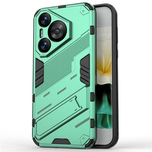 For Huawei Pura 70 Kickstand Case PC+TPU Dual Layer Protection Phone Cover - Green