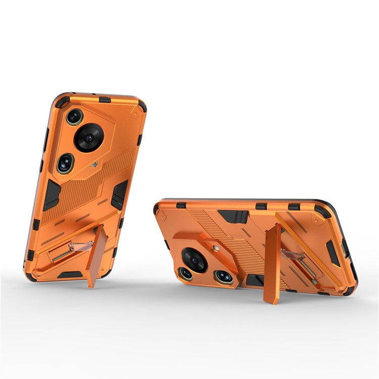For Huawei Pura 70 Ultra Case PC+TPU Drop-proof Phone Cover with Folding Kickstand - Orange