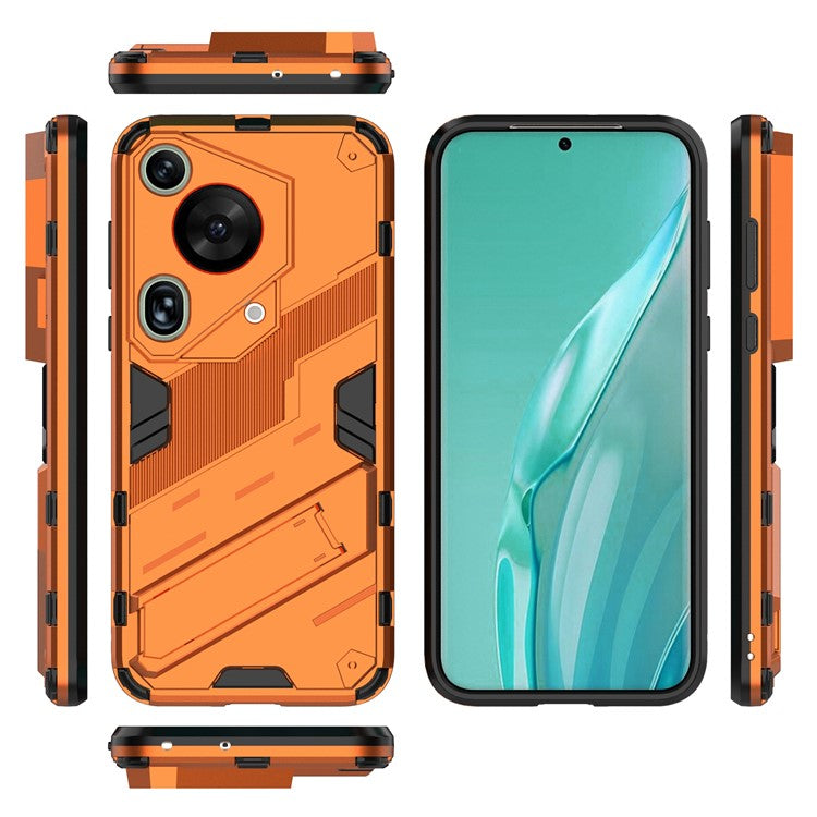 For Huawei Pura 70 Ultra Case PC+TPU Drop-proof Phone Cover with Folding Kickstand - Orange
