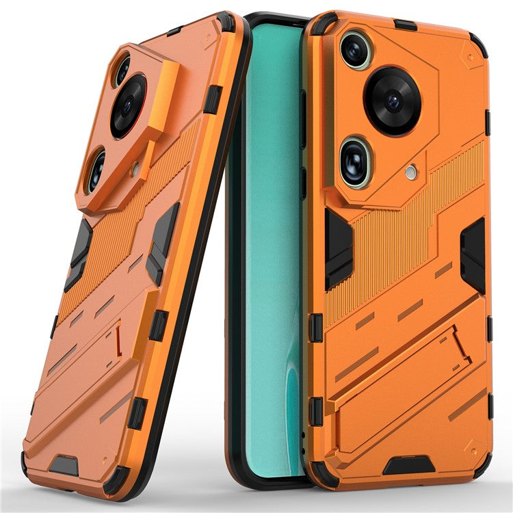 For Huawei Pura 70 Ultra Case PC+TPU Drop-proof Phone Cover with Folding Kickstand - Orange
