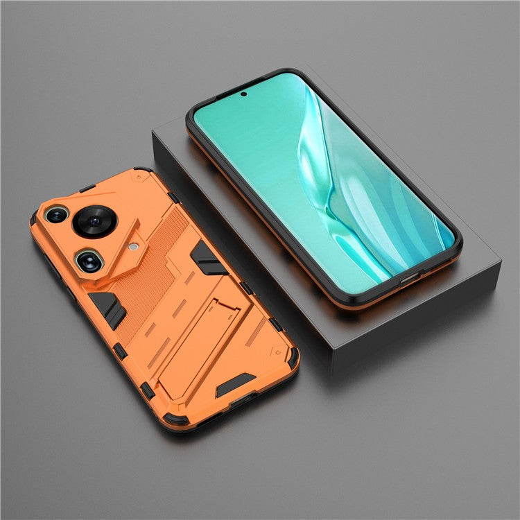 For Huawei Pura 70 Ultra Case PC+TPU Drop-proof Phone Cover with Folding Kickstand - Orange