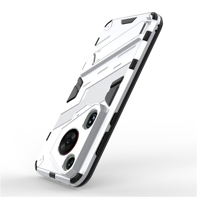 For Huawei Pura 70 Ultra Case PC+TPU Drop-proof Phone Cover with Folding Kickstand - White