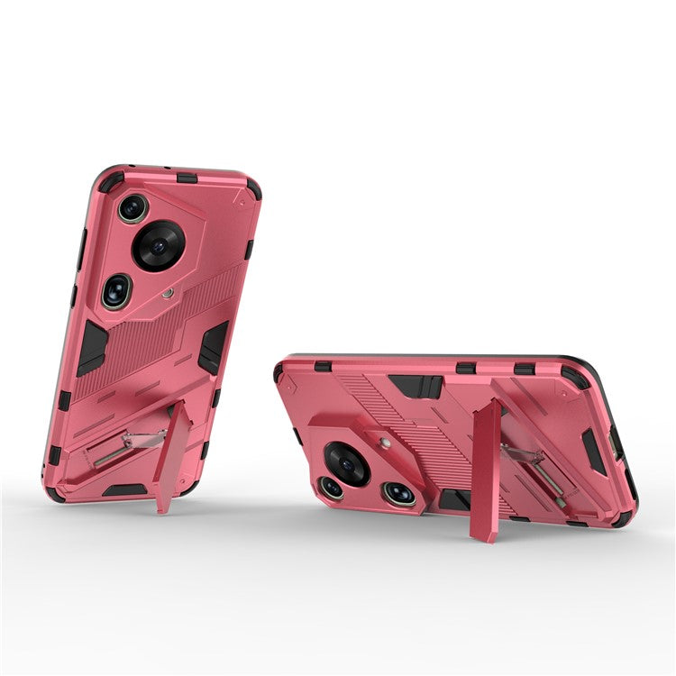 For Huawei Pura 70 Ultra Case PC+TPU Drop-proof Phone Cover with Folding Kickstand - Rose
