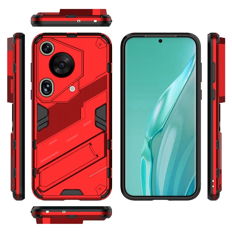 For Huawei Pura 70 Ultra Case PC+TPU Drop-proof Phone Cover with Folding Kickstand - Red