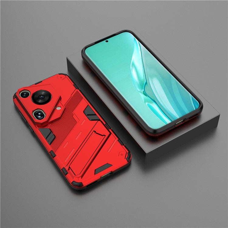 For Huawei Pura 70 Ultra Case PC+TPU Drop-proof Phone Cover with Folding Kickstand - Red