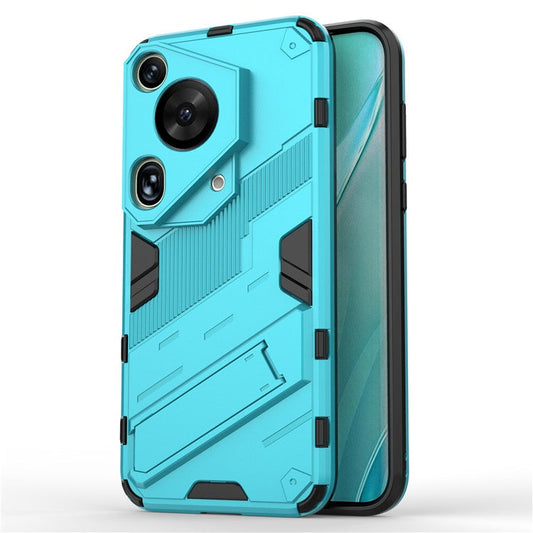For Huawei Pura 70 Ultra Case PC+TPU Drop-proof Phone Cover with Folding Kickstand - Blue