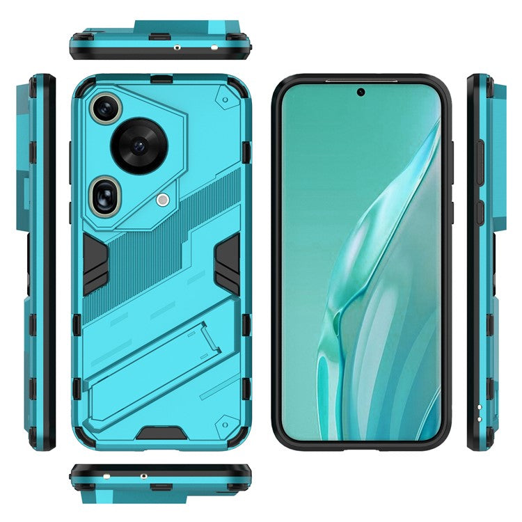 For Huawei Pura 70 Ultra Case PC+TPU Drop-proof Phone Cover with Folding Kickstand - Blue