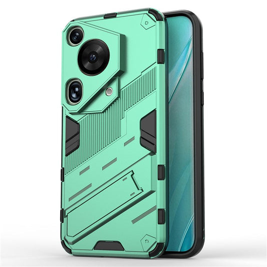 For Huawei Pura 70 Ultra Case PC+TPU Drop-proof Phone Cover with Folding Kickstand - Green