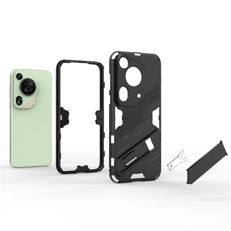 For Huawei Pura 70 Ultra Case PC+TPU Drop-proof Phone Cover with Folding Kickstand - Green