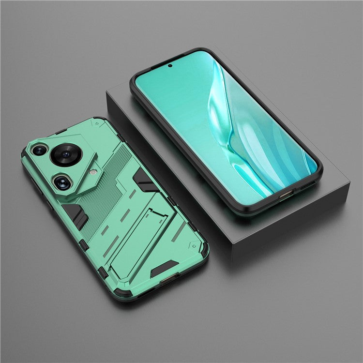 For Huawei Pura 70 Ultra Case PC+TPU Drop-proof Phone Cover with Folding Kickstand - Green
