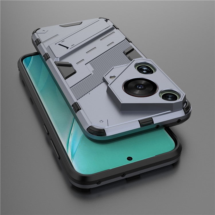 For Huawei Pura 70 Ultra Case PC+TPU Drop-proof Phone Cover with Folding Kickstand - Dark Blue