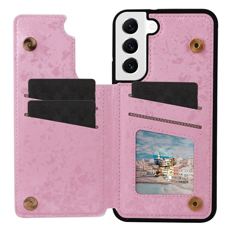 For Samsung Galaxy S22 5G Pattern Printing Case Kickstand Card Slots Phone Back Shell - Dried Flower