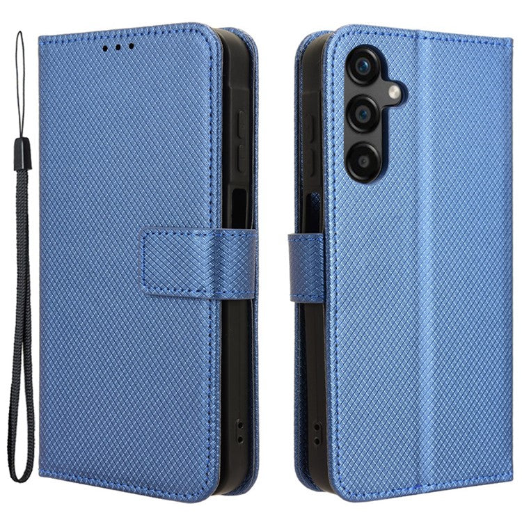 For Samsung Galaxy M55 5G / C55 5G / F55 5G Case Diamond Texture PU Leather Wallet Phone Cover TPU Inner Shell - Blue