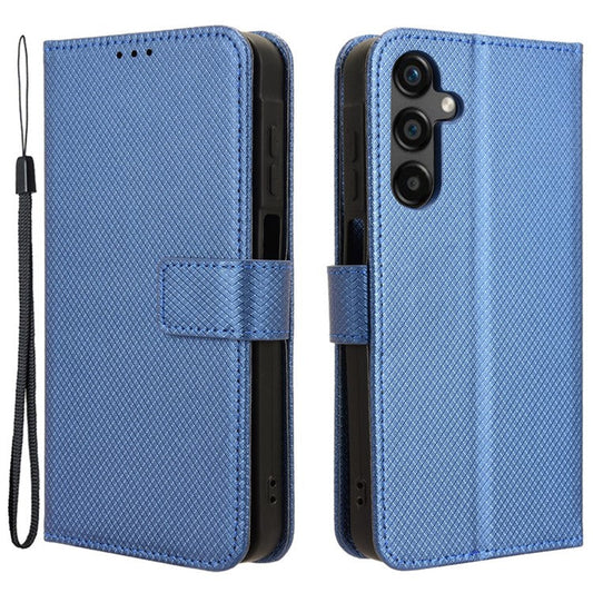 For Samsung Galaxy M55 5G / C55 5G / F55 5G Case Diamond Texture PU Leather Wallet Phone Cover TPU Inner Shell - Blue