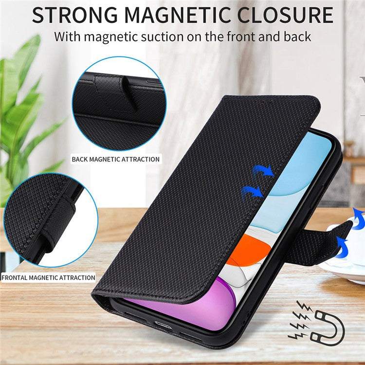 For Samsung Galaxy M55 5G / C55 5G / F55 5G Case Diamond Texture PU Leather Wallet Phone Cover TPU Inner Shell - Blue