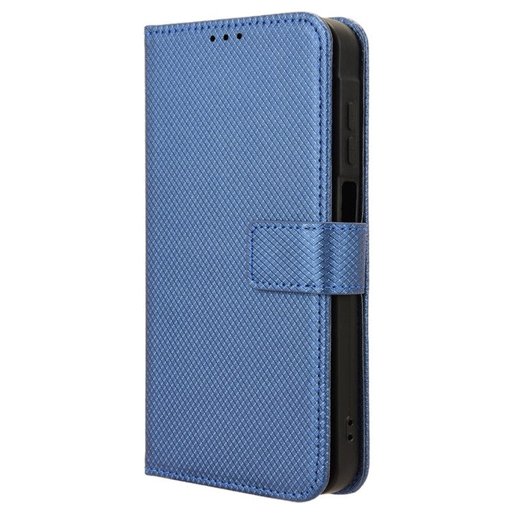For Samsung Galaxy M55 5G / C55 5G / F55 5G Case Diamond Texture PU Leather Wallet Phone Cover TPU Inner Shell - Blue