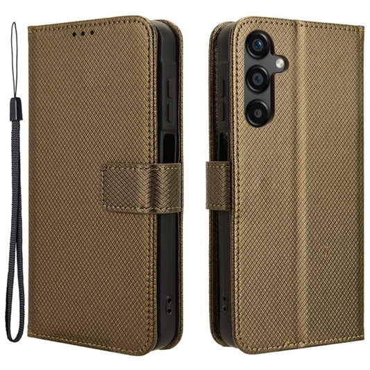 For Samsung Galaxy M55 5G / C55 5G / F55 5G Case Diamond Texture PU Leather Wallet Phone Cover TPU Inner Shell - Brown