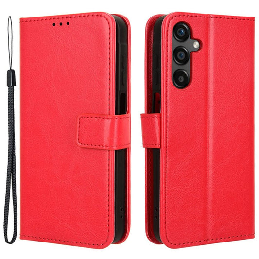 For Samsung Galaxy M55 5G / C55 5G / F55 5G Case Crazy Horse Texture Leather Phone Cover with Wallet Stand - Red