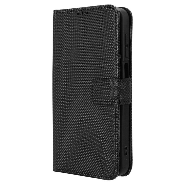 For Samsung Galaxy F15 5G / M15 5G Wallet Case Diamond Texture Leather Phone Cover - Black