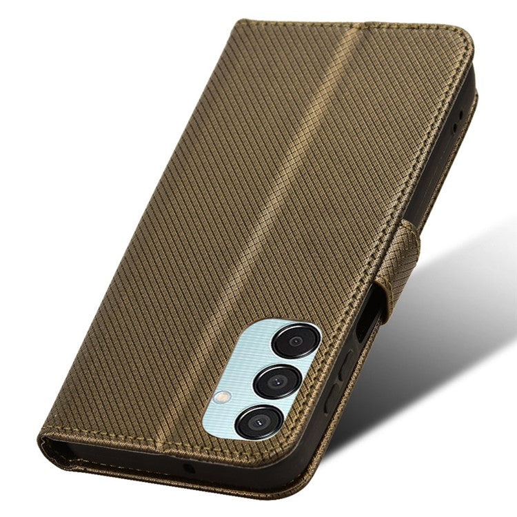 For Samsung Galaxy F15 5G / M15 5G Wallet Case Diamond Texture Leather Phone Cover - Brown