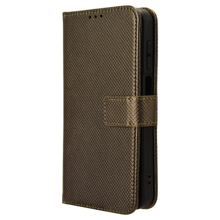 For Samsung Galaxy F15 5G / M15 5G Wallet Case Diamond Texture Leather Phone Cover - Brown